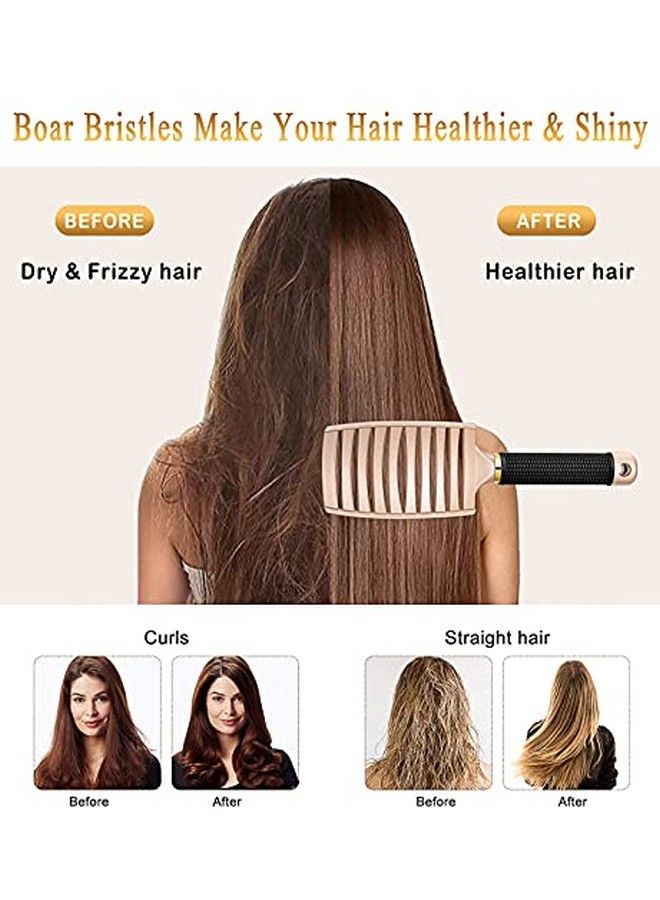 KTKUDY Detangling Brush Getting Knots Out Without Pain Boar Bristles Hair Brush Make Hair Shiny & Healthier Vented Detangler Brush For Women Men Kids Wet And Dry Hair (Gold & Green) - Image 4
