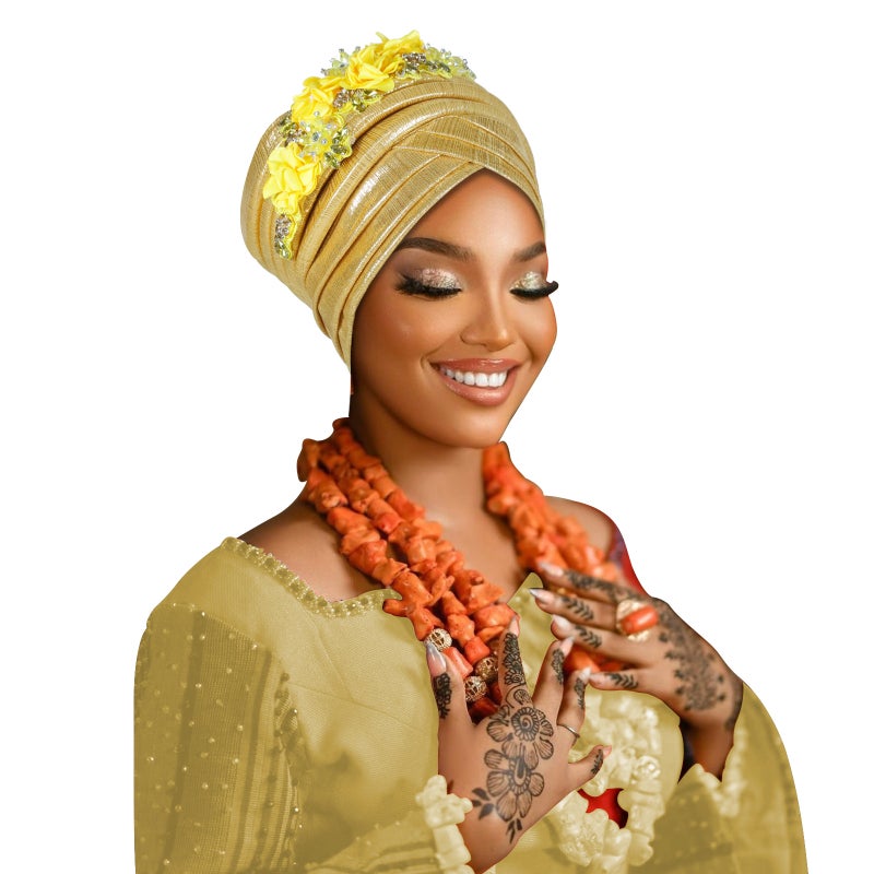 New Beauty Strip Bright Silk Wrinkled Appliqué Multi-Layer Exaggerated Toe Cap African Hat Muslim Turban Hat - Image 1