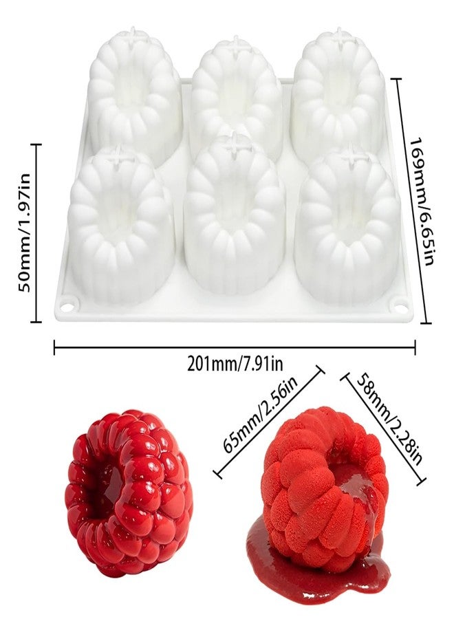 mostsom Silicone Dessert Mold, 6-Cavity Raspberry Pattern Chocolate Mousse Cake Mold, Flexible Baking Mold for Candy, Jelly, Ice Cube (B_ Raspberry) - Image 2