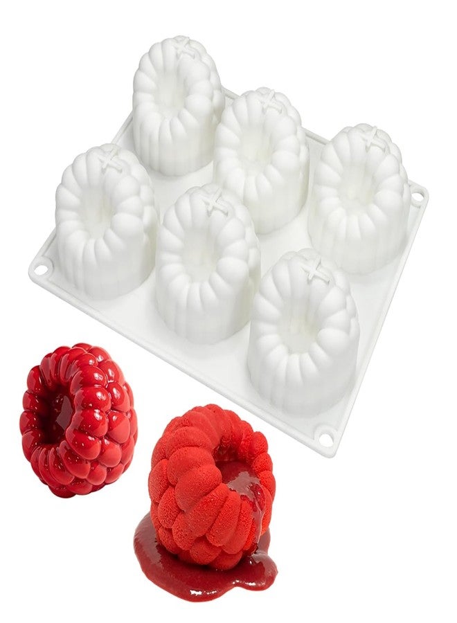 mostsom Silicone Dessert Mold, 6-Cavity Raspberry Pattern Chocolate Mousse Cake Mold, Flexible Baking Mold for Candy, Jelly, Ice Cube (B_ Raspberry) - Image 3