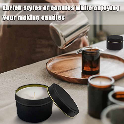 Bunhut Candle Tins,24 Pack 8oz Candle Tins for Making Candles,Bulk Candle Jars with Lids,Candle Containers for DIY Candle Making,Black Candle Tins,Empty Candle Jars for Making Candles (black-8 oz) - Image 4