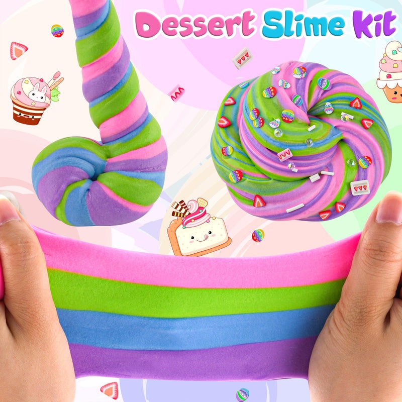 LAWOHO 2X120ml Butter Slime Kit Includes Two-Toned Butter Slime with 6 Packs Add-Ins, Slime for Kids Party Favors, Dessert Butter Slime Kit for Girls Boys Birthday Halloween Christmas Easter Gifts - Image 4