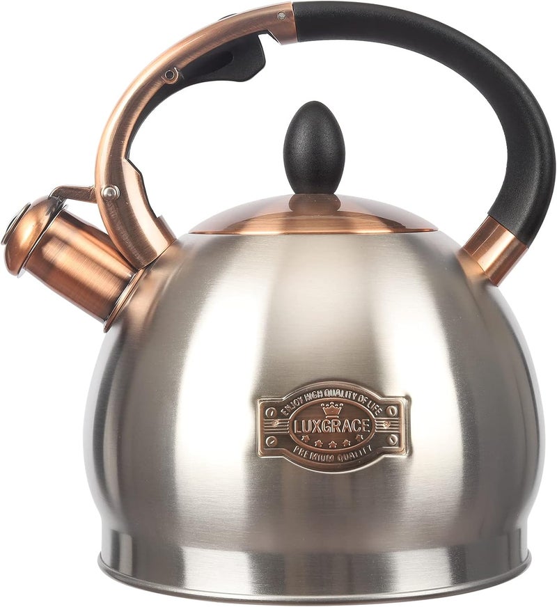 LUXGRACE 3Quart Whistling Tea Kettle Classic Teapot Stainless Steel Teakettle with Cool Grip for Stovetop - Image 1