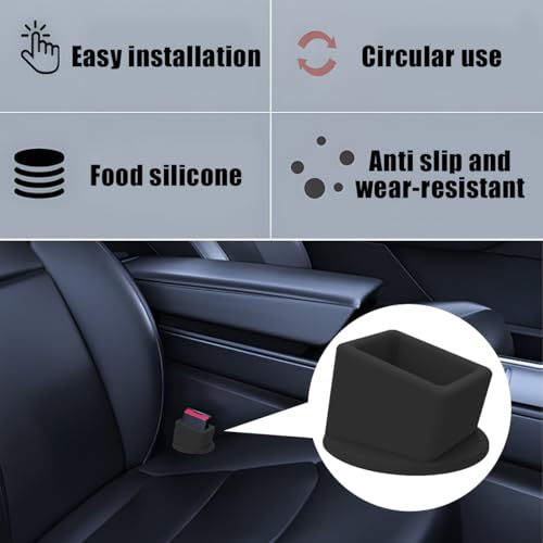 HZEL Car Seat Belt Buckle Holder, 2PCS Silicone Easy Access Vehicle Seatbelt Booster, Automotive Safetybelt Fixer Accessories to Make Buckling Upright Positioning, Universal for Most Cars (Black) - Image 5