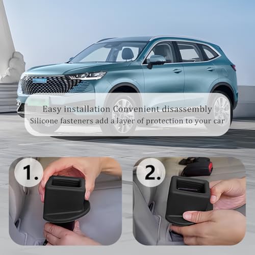 HZEL Car Seat Belt Buckle Holder, 2PCS Silicone Easy Access Vehicle Seatbelt Booster, Automotive Safetybelt Fixer Accessories to Make Buckling Upright Positioning, Universal for Most Cars (Black) - Image 4