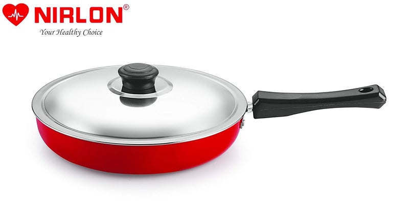 Nirlon 3 Layer Nonstick Coating Aluminium Cookware Combo Gift Set of Fry Pan32 LTR Kadhai12 LTR ColorRed - Image 2