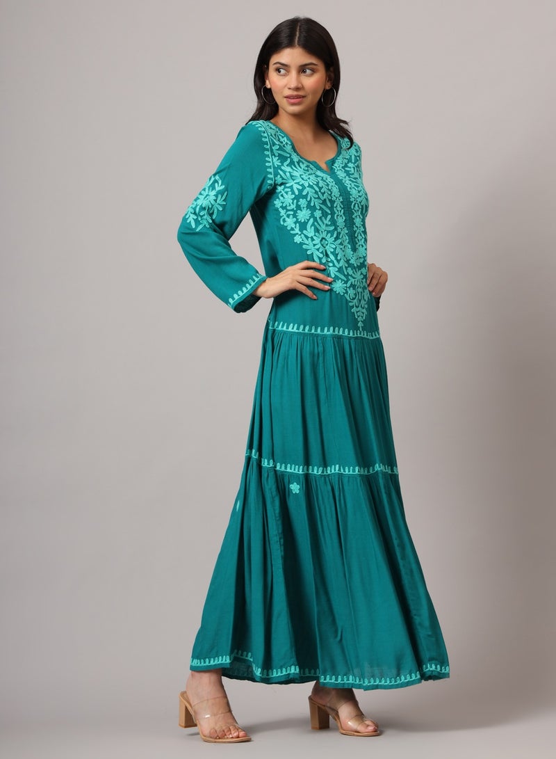 الايا جلابية مطرزة يدوياً بالقطن لوكنو شيكانكاري - Image 4