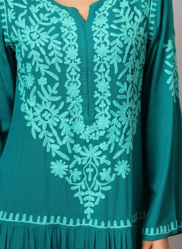 Alaya Hand Embroidered Lucknowi Chikankari  Cotton Jalabiya-AL3942