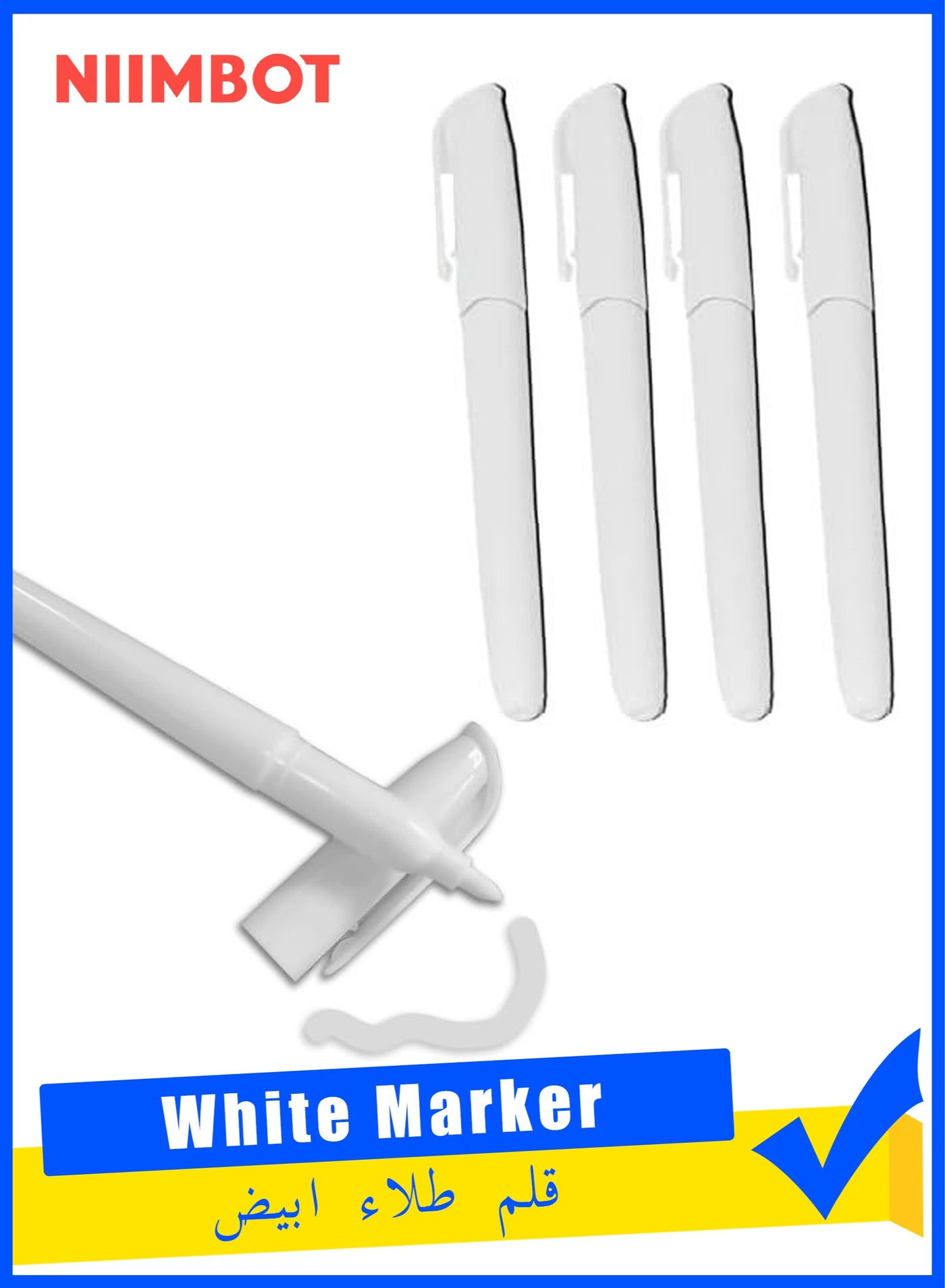 4 Pcs White Chalk Markers, Dustless Erasable White Board Pens with 6mm Tip, Quick-Dry Non-Smudge Ink for Glass, Blackboard, Mirror, Window, Water-Based Non-Toxic and Kids Safe Marker for Chalk Lettering and Home Decor