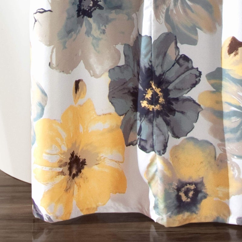Lush Decor Leah Floral Shower Curtain, 72" W x 72" L, Yellow & Gray - Pretty Yellow Shower Curtain - Spring Decor - Colorful Blooming Flowers - Country Cottage & Farmhouse Bathroom Decor - Image 4