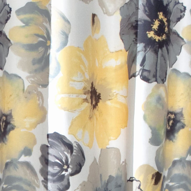 Lush Decor Leah Floral Shower Curtain, 72" W x 72" L, Yellow & Gray - Pretty Yellow Shower Curtain - Spring Decor - Colorful Blooming Flowers - Country Cottage & Farmhouse Bathroom Decor - Image 3