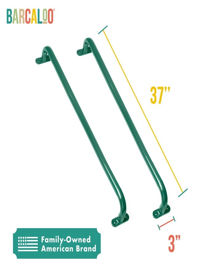 Barcaloo 37 Inch Playground Accessories Metal Safety Handles - Long Green Grab Handle Bars for Playset Ladder, Jungle Gym, Monkey Bars, Swing Set, and More - Image 2