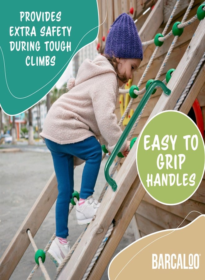 Barcaloo 37 Inch Playground Accessories Metal Safety Handles - Long Green Grab Handle Bars for Playset Ladder, Jungle Gym, Monkey Bars, Swing Set, and More - Image 3