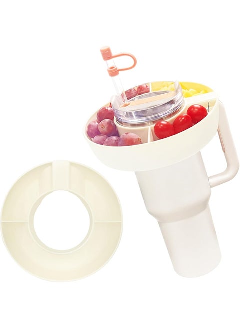 Snack Bowl for Stanley 40 oz Tumbler, Snack Tray, Reusable Snack Ring for Stanley Insulated Cup Accessories (White)