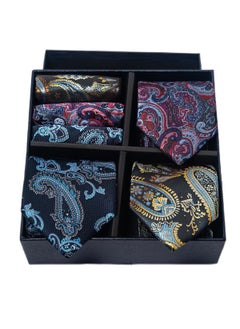 6pcs men's gift box set 3 ties 3 chest scarves fashion business tie square scarf set
