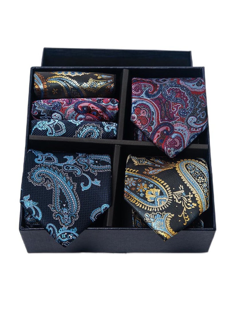 Generic - 6pcs men's gift box set 3 ties 3 chest scarves fashion business tie square scarf set - Image 1