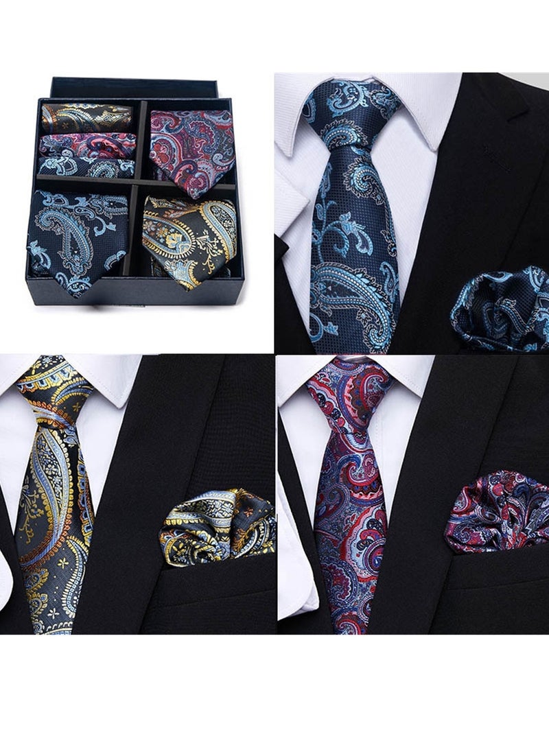 Generic - 6pcs men's gift box set 3 ties 3 chest scarves fashion business tie square scarf set - Image 1