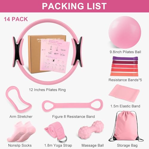 NITMTYOU Home Pilates Essentials Kit for Women - Complete Set with 9" Yoga Ball, Figure 8 Resistance Band, Pilates Bands, Accessories, and Pilates Ring - Perfect for Beginners Home Workouts - Image 2