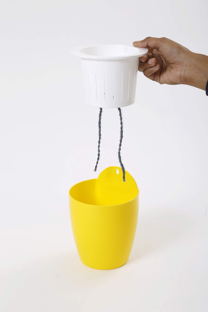CAPPL Self Watering Hanging Planter Flower Pot (Yellow-White Pack of 3) - Image 2