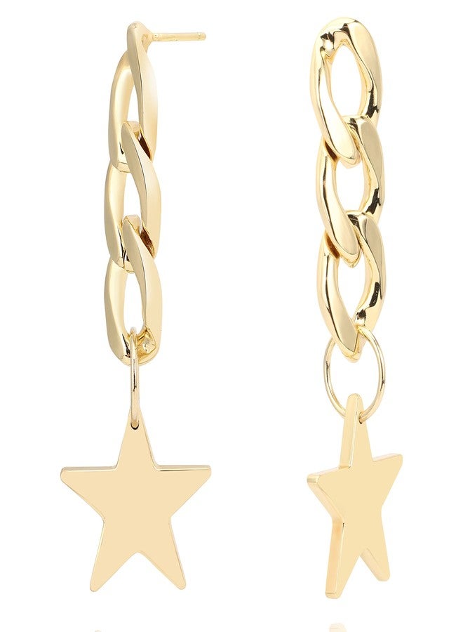 Vintage Havana Gold Star Earrings For Women By Vintage Havana 18K Gold plated Drop/Dangle Earrings Made With Sterling Silver Post - Image 1