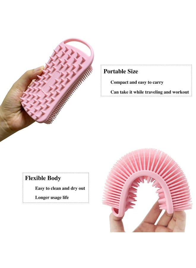 MtBoi 2 PC Silicone Exfoliating Body Scrubber, 2 in 1 Silicone Body Shampoo Brush, Soft Silicone Loofah for Sensitive Skin, Shower Silicone Hair Scalp Massager, Easy to Clean, Lather Well (Pink&Blue) - Image 5