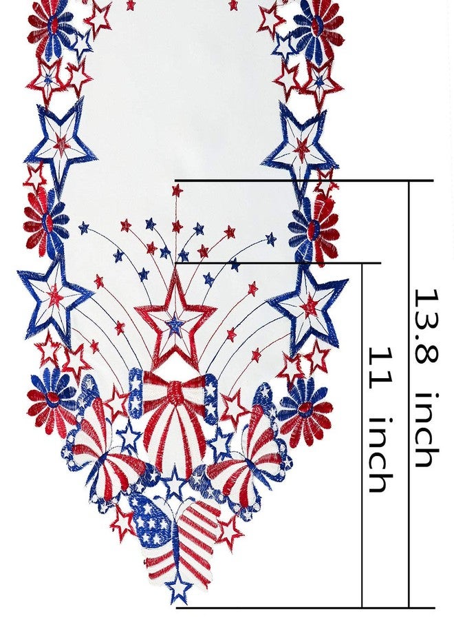 Simhomsen July 4th Holiday Patriotic Table Runners for American Independence Day, Memorial Day, Embroidered Stars, Butterflies and Flowers (14 × 69 Inches) - Image 4