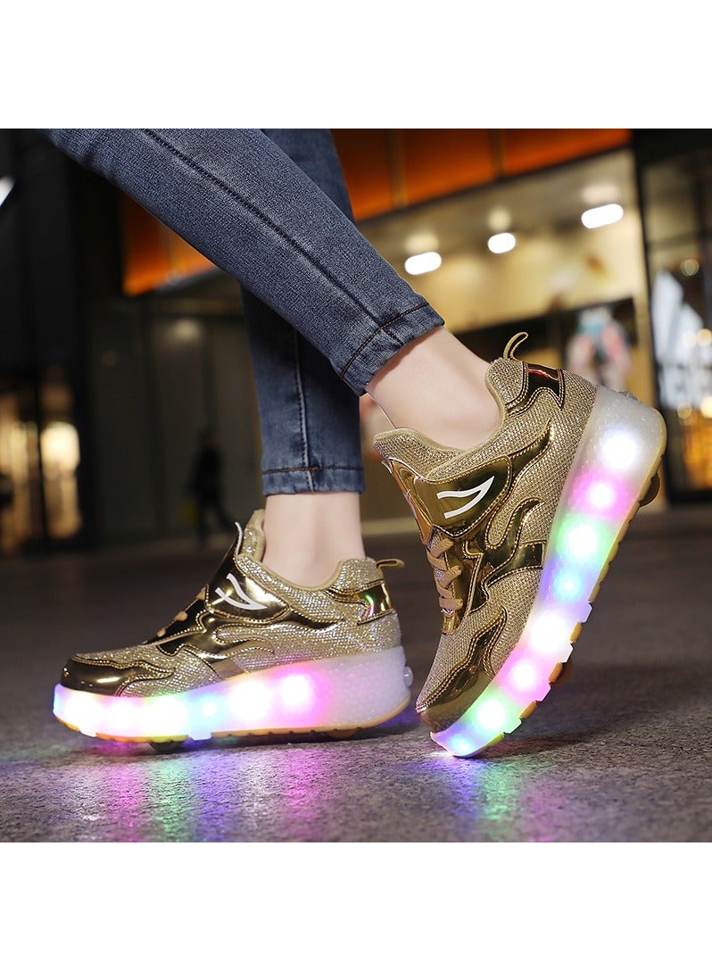 إسكدنيا أحذية تزلج رياضية بإضاءة فلاش LED مع عجلات وشحن USB أحذية تزلج دوارة - Image 4