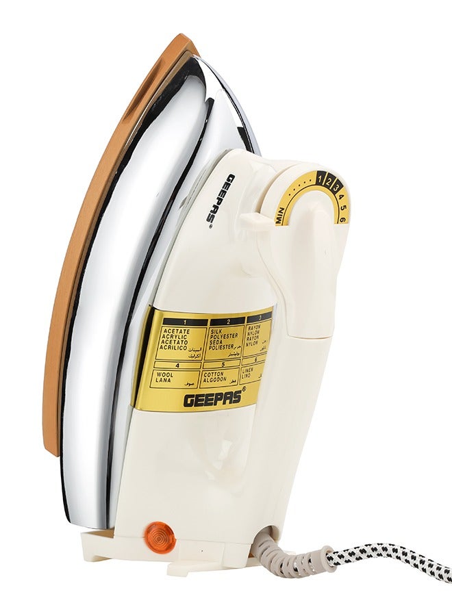 GEEPAS Heavy Weight Dry Iron with Overheat Protection | Golden Ceramic Soleplate | Cord Wrap Facility 2.15 kg 1200 W GDI23011 White/Silver/Gold 2.15 kg 1200 W GDI23011 White/Silver/Gold - Image 1
