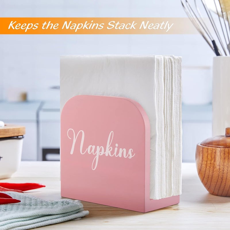 ALELION Pink Napkin Holder for Table  Wooden Napkin Holders for Kitchen  Pink Kitchen Decor and Accessories for Dining Room Table  Wood Napkin Dispenser - Image 4
