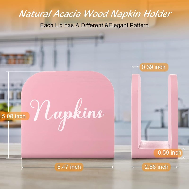 ALELION Pink Napkin Holder for Table  Wooden Napkin Holders for Kitchen  Pink Kitchen Decor and Accessories for Dining Room Table  Wood Napkin Dispenser - Image 5
