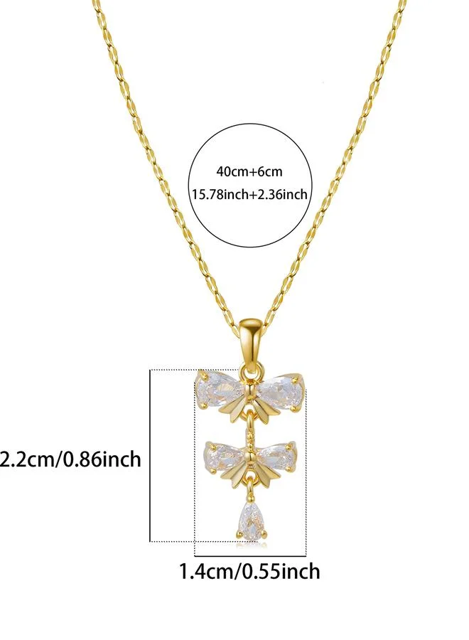 Take Two  Embellished Bow Drop Pendant Necklace for Women | Best Price UAE