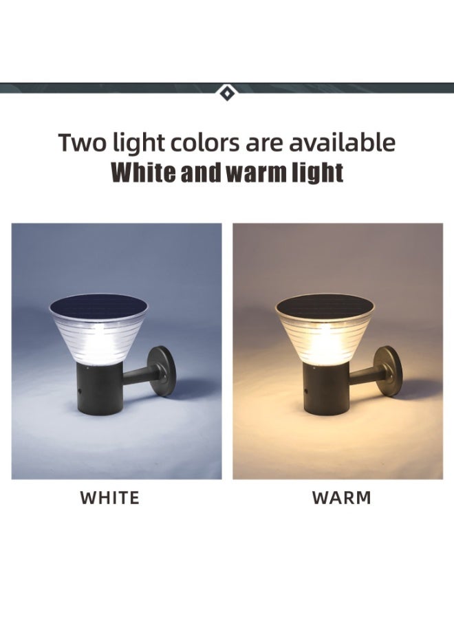 مصباح حائط خارجي يعمل بالطاقة الشمسية 230 × 250 مم أبيض دافئ وأبيض بارد SMD LED موفر للطاقة إضاءة أمان للحديقة طويلة الأمد ومتينة - Image 4