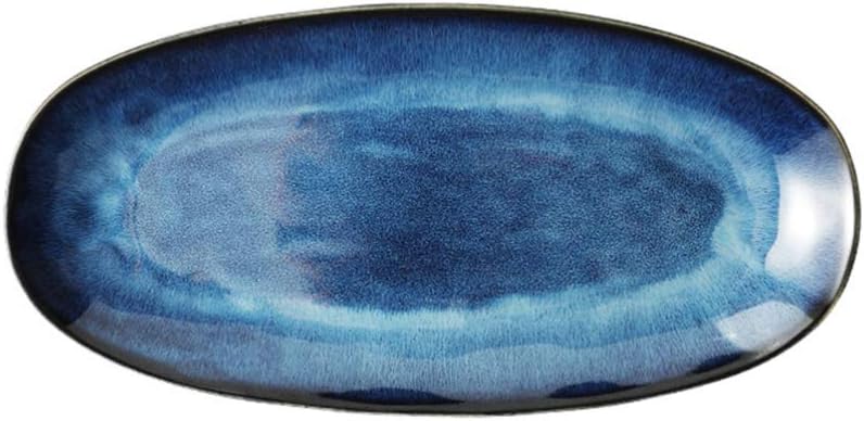 Cabilock Serving Platter Dishes Oval Dinner Plates Ceramic Serving Ware Party Trays Food Oven Safe for Turkey Meat Fish Appetizers Sushi Dessert Blue S - Image 1