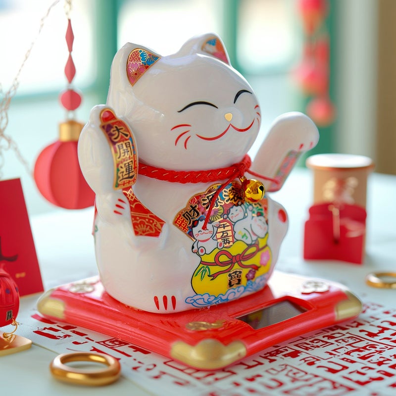 Cute Lucky Cat Figurine Ceramic Maneki Neko Car Dashboard Ornament C 02 Feng Shui Gift - Image 5
