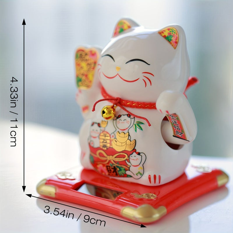Cute Lucky Cat Figurine Ceramic Maneki Neko Car Dashboard Ornament C 02 Feng Shui Gift - Image 3
