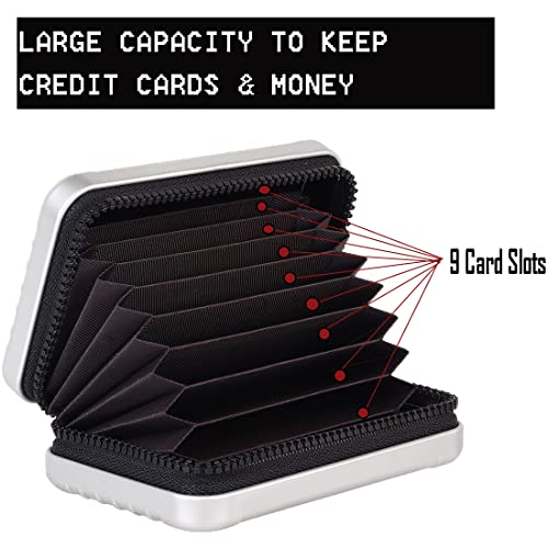 Stealodeal Aluminium Silver Credit/Debit Stylish Zipper Men Women Card Holder - Image 3