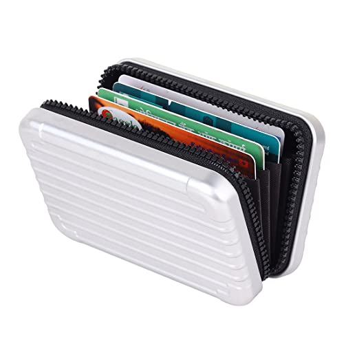 Stealodeal Aluminium Silver Credit/Debit Stylish Zipper Men Women Card Holder - Image 5