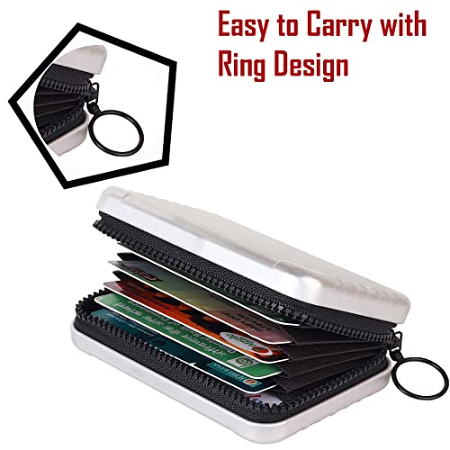 Stealodeal Aluminium Silver Credit/Debit Stylish Zipper Men Women Card Holder - Image 4