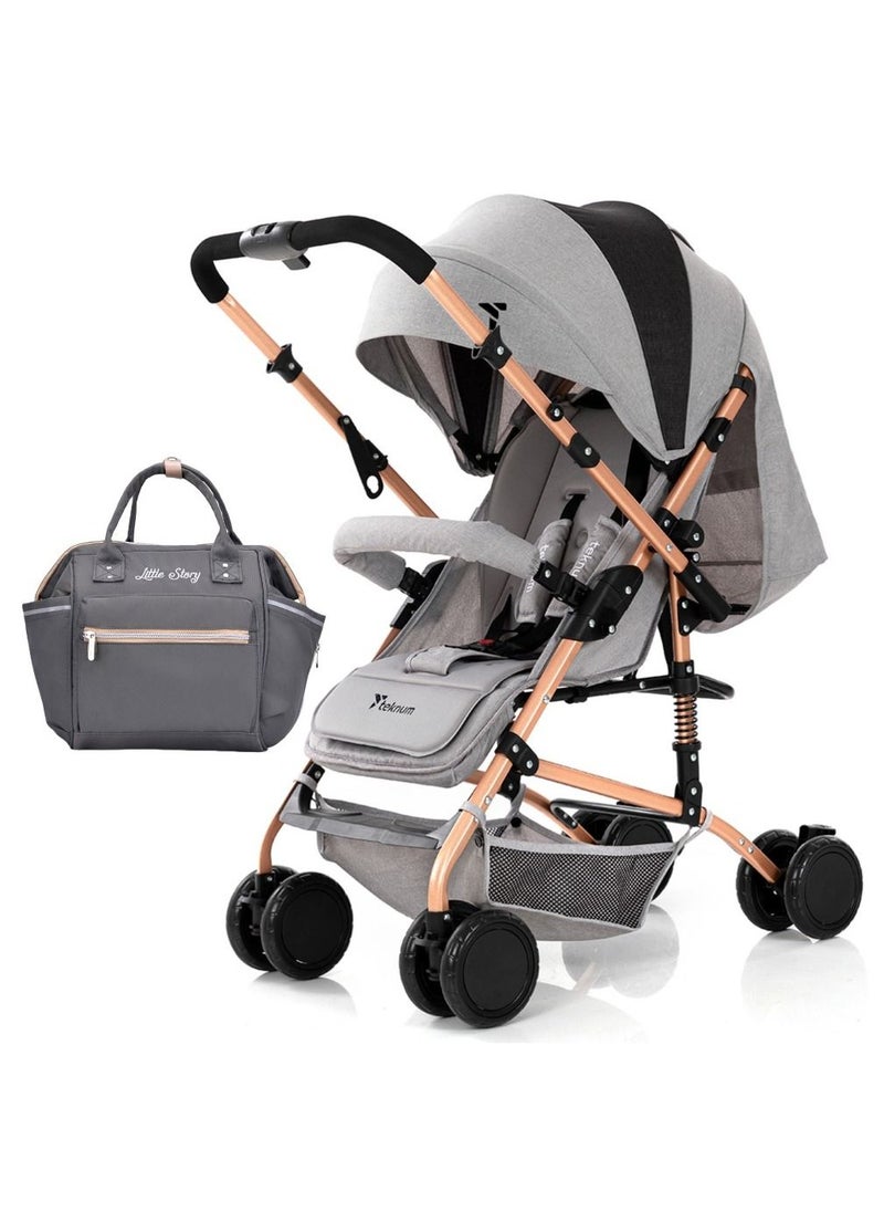 Reversible Trip Stroller With Ace Diaper Bag And 5-point Safety Harness - Grey - pzsku/Z3B6C551348FE15A72C3FZ/45/_/1668434186/d2b57284-dc38-4465-a5a2-df85d676e6e7
