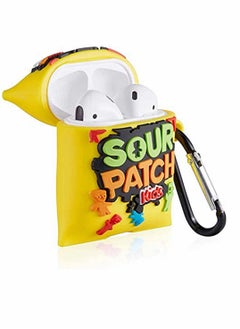 Earphone Case, for Airpod 2 1 Case Soft Silicone, Cartoon Kawaii Funny Cover Fashion Food Protective Skin Accessories Keychain Girls Teens Cases Air Pods Compatible Airpods Candy (Yellow)