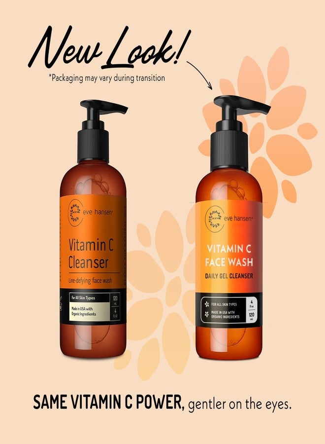 Eve Hansen Vitamin C Cleanser Face Wash | Anti Aging Facial Cleanser for Fine Lines, Age Spots, Dark Circles | Cruelty Free Skin Care Cleansing Gel with Aloe Vera, Vitamin E (4 oz) - Image 2