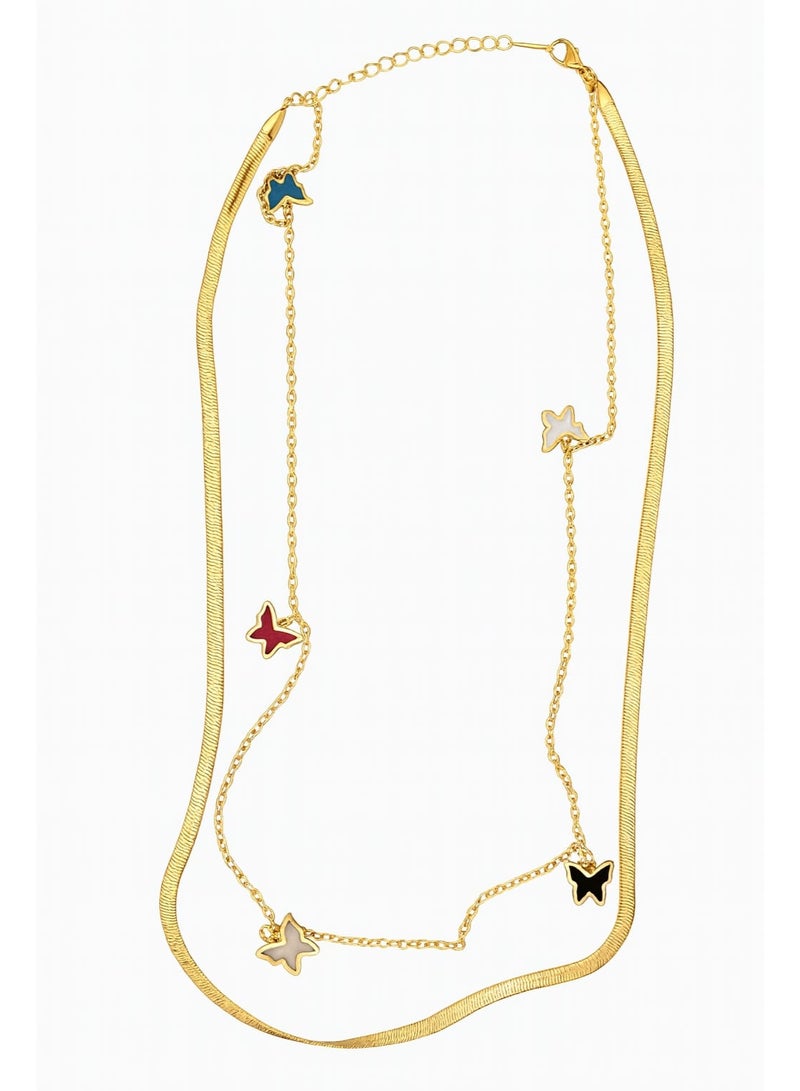 FLUFFY Women's Necklace Layered Colorful Butterfly Design - Image 3