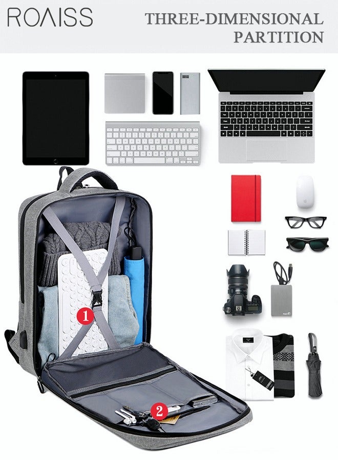 roaiss Multifunction Breathable Backpack With USB Port Casual Minimalist Waterproof Nylon Light School Bag For Men 15.6" Laptop  - Image 4