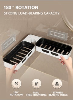 WinHolder 2 Pack Adhesive Swivel Bathroom Shower Caddy, Durable and No Drill Bathroom Organizer, Wall Mounted Swivel Floating Storage Shelf for Kitchen and Bathroom  - Image 3