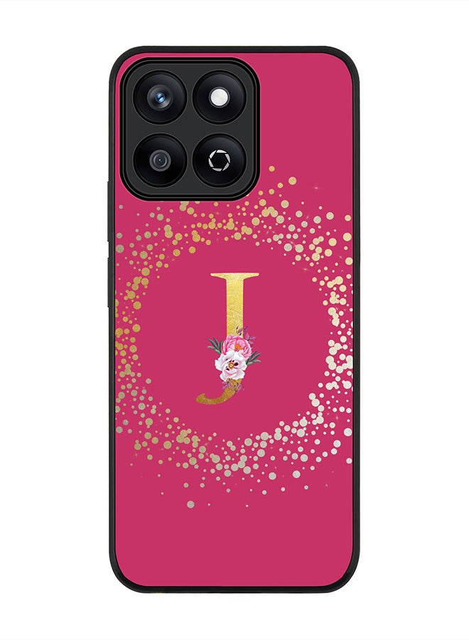 Stylizedd For Honor X7c 4G Case,Slim fit Camera Protection, Shockproof Thin Phone cover  - Custom Monogram Floral - J ( Deep Pink ) - Image 1
