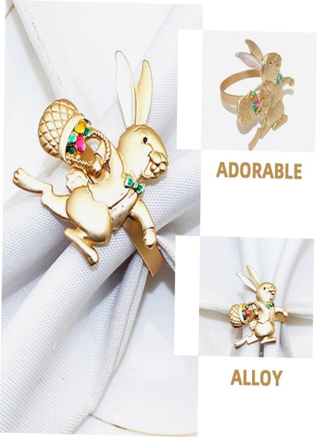 HAKIDZEL 4pcs Rabbit Napkin Buckle Decor Ornament Napkins Holder Ring for Easter Bunny Rings Bunny Shaped Ring Easter Themed Ring Alloy Household Holder - Image 3