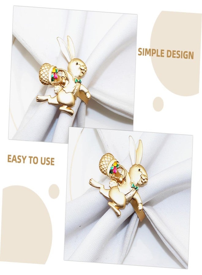 HAKIDZEL 4pcs Rabbit Napkin Buckle Decor Ornament Napkins Holder Ring for Easter Bunny Rings Bunny Shaped Ring Easter Themed Ring Alloy Household Holder - Image 5