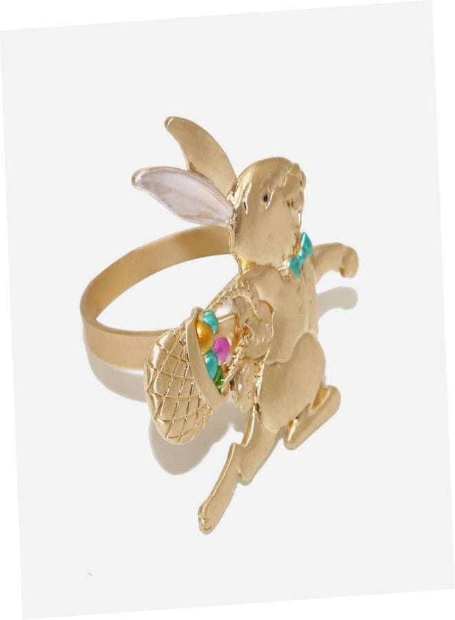 HAKIDZEL 4pcs Rabbit Napkin Buckle Decor Ornament Napkins Holder Ring for Easter Bunny Rings Bunny Shaped Ring Easter Themed Ring Alloy Household Holder - Image 4