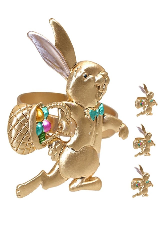 HAKIDZEL 4pcs Rabbit Napkin Buckle Decor Ornament Napkins Holder Ring for Easter Bunny Rings Bunny Shaped Ring Easter Themed Ring Alloy Household Holder - Image 1