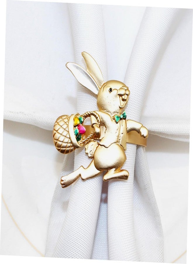 HAKIDZEL 4pcs Rabbit Napkin Buckle Decor Ornament Napkins Holder Ring for Easter Bunny Rings Bunny Shaped Ring Easter Themed Ring Alloy Household Holder - Image 2